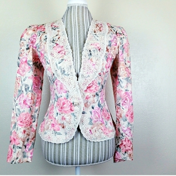 Vintage Nah Nah Floral Guipure Blazer - Picture 1 of 8